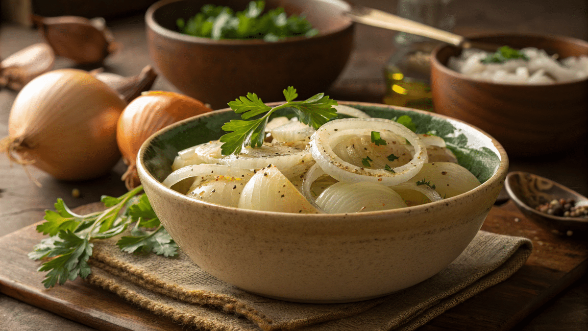 Healthy Onion Boil with tender onions and fresh herbs