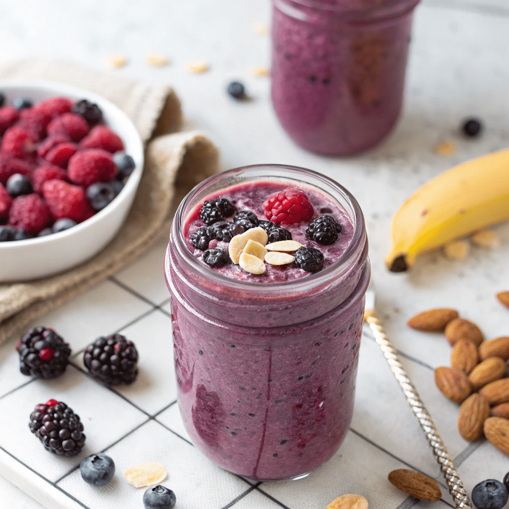 Easy Smoothie Recipes 3 Ingredients – Healthy, Quick & Delicious 13 frozen berry smoothie with almond milk and banana