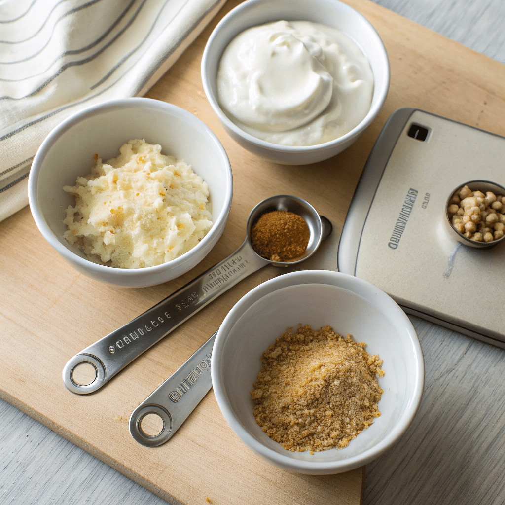 3 Ingredient Easy Onion Dip Recipe That Tastes Like It's Made From Scratch 10 three ingredients for easy onion dip recipe laid out in bowls