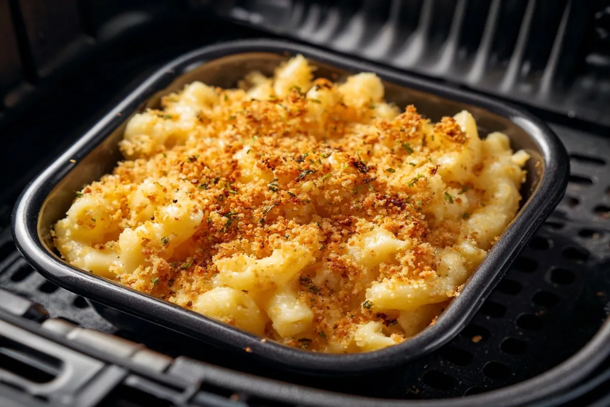 image_1200x800_1753299655665 Vegan mac and cheese cooking in air fryer basket