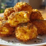 Party Air Fryer Mac and Cheese Balls Recipe – The Best Crispy Snack Ever 3 Crispy air fryer mac and cheese balls recipe on plate