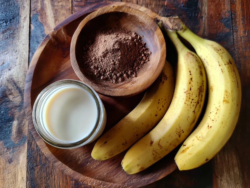 chocolate-banana-smoothie-recipe-ingredients Ingredients for chocolate banana smoothie recipe