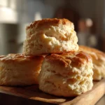 The Best 3 Ingredient Biscuit Recipes You’ll Ever Try (Simple, Fast & Fluffy) 3 Freshly baked fluffy 3 ingredient biscuits on a wooden tray