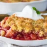 Freshly baked rhubarb dump cake in a pan