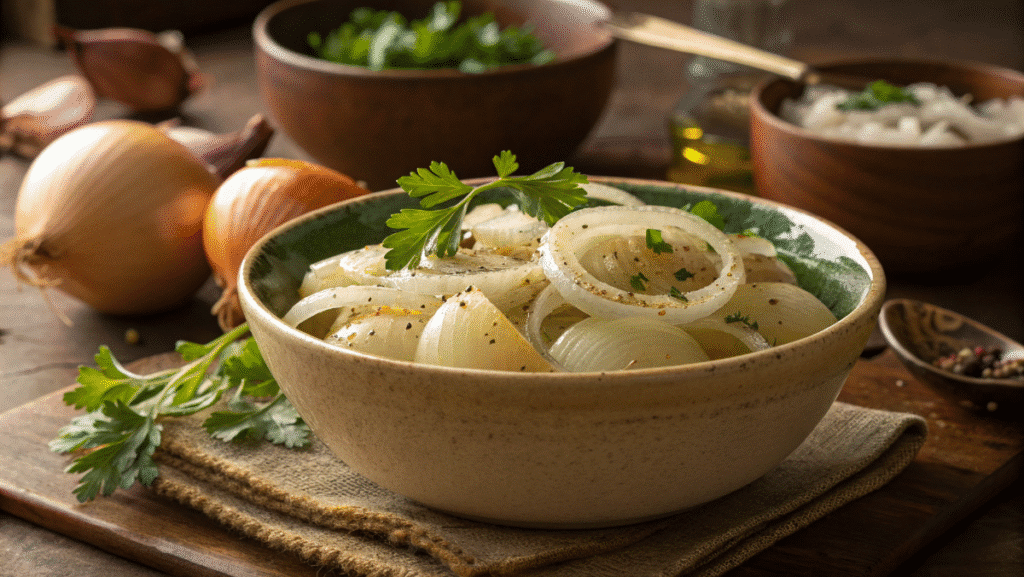 Healthy Onion Boil with tender onions and fresh herbs